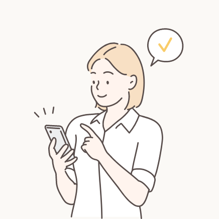 スマホで問い合わせを行う女性のイラスト