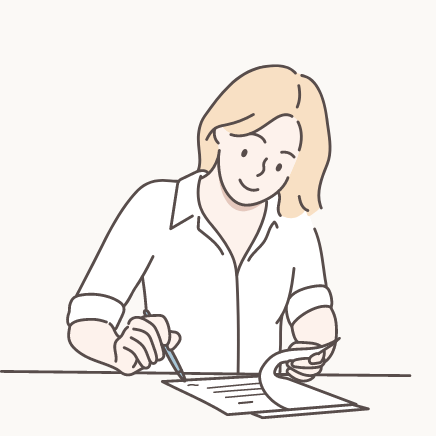 書類にサインする女性のイラスト