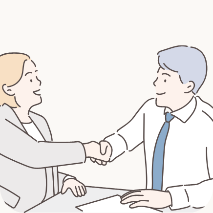 握手をする男性と女性のイラスト