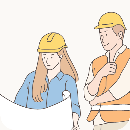 内装工事を行う職人のイラスト