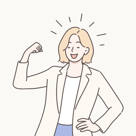 笑顔で営業開始する女性のイラスト